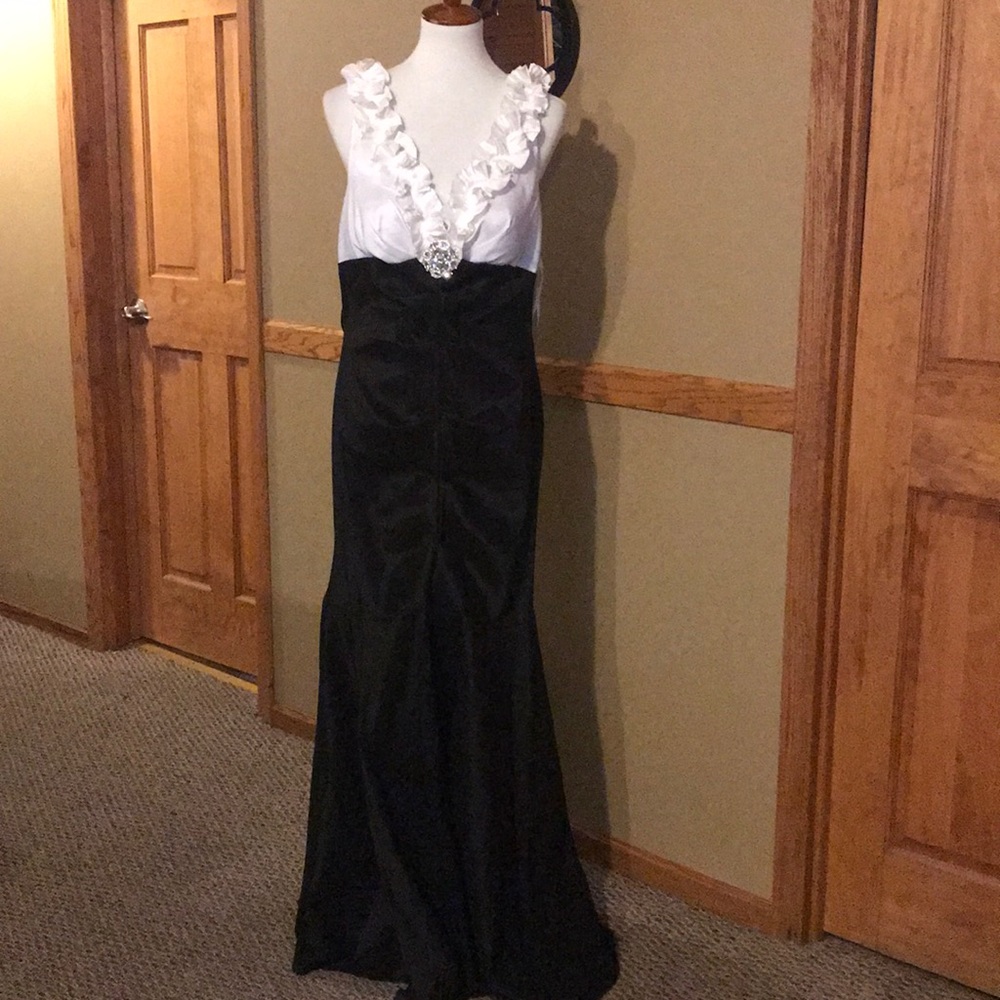 Black and white gown
