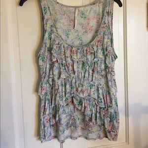Lauren Conrad pastel tier ruffle floral tank