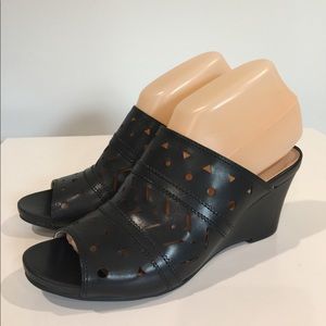 Naturalizer Neha Black Laser Cut Mules Heels