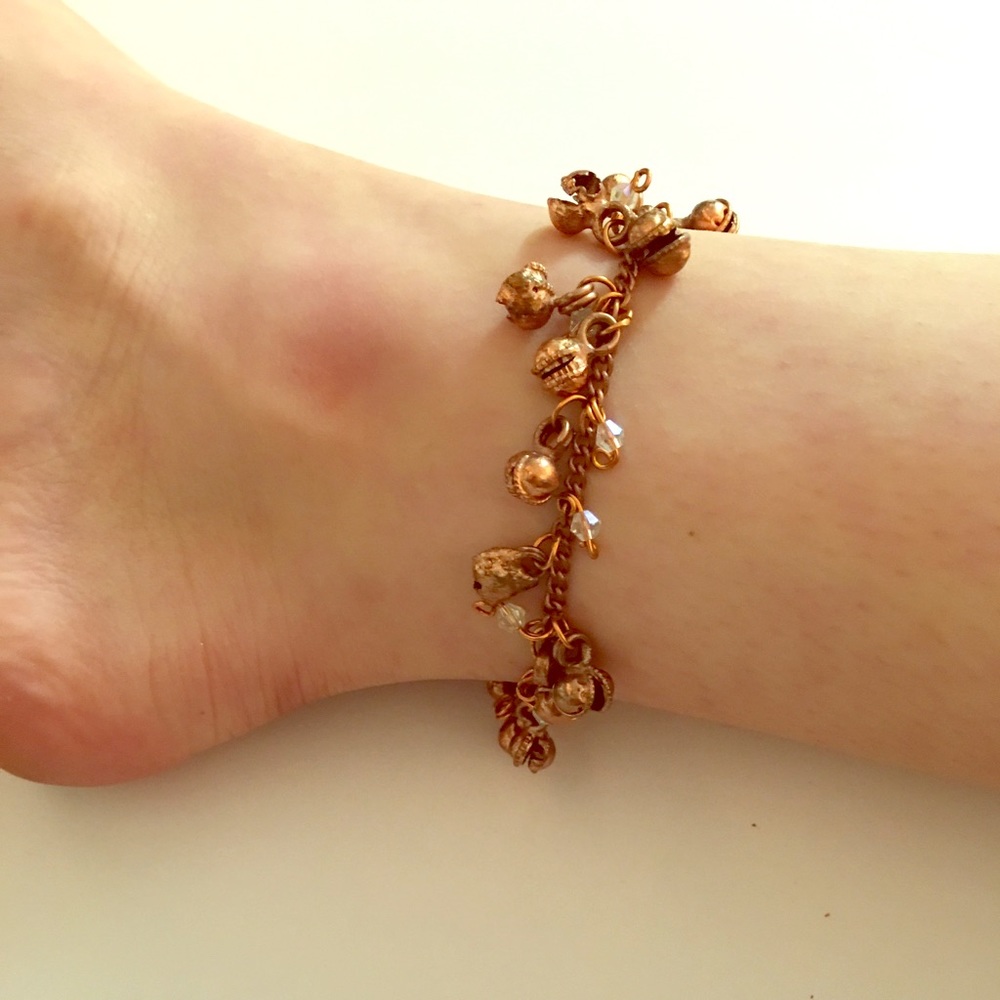 Copper Anklet with Jingly Bells and Beads