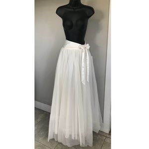 Tevolio Long Tulle Maxi Shirt with Sash
