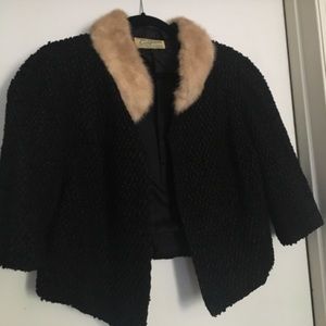 1960's California Crepe Jacket Fur Collar