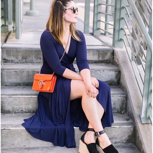 ASOS Dresses & Skirts - ASOS Navy Crepe Midi Wrap Dress