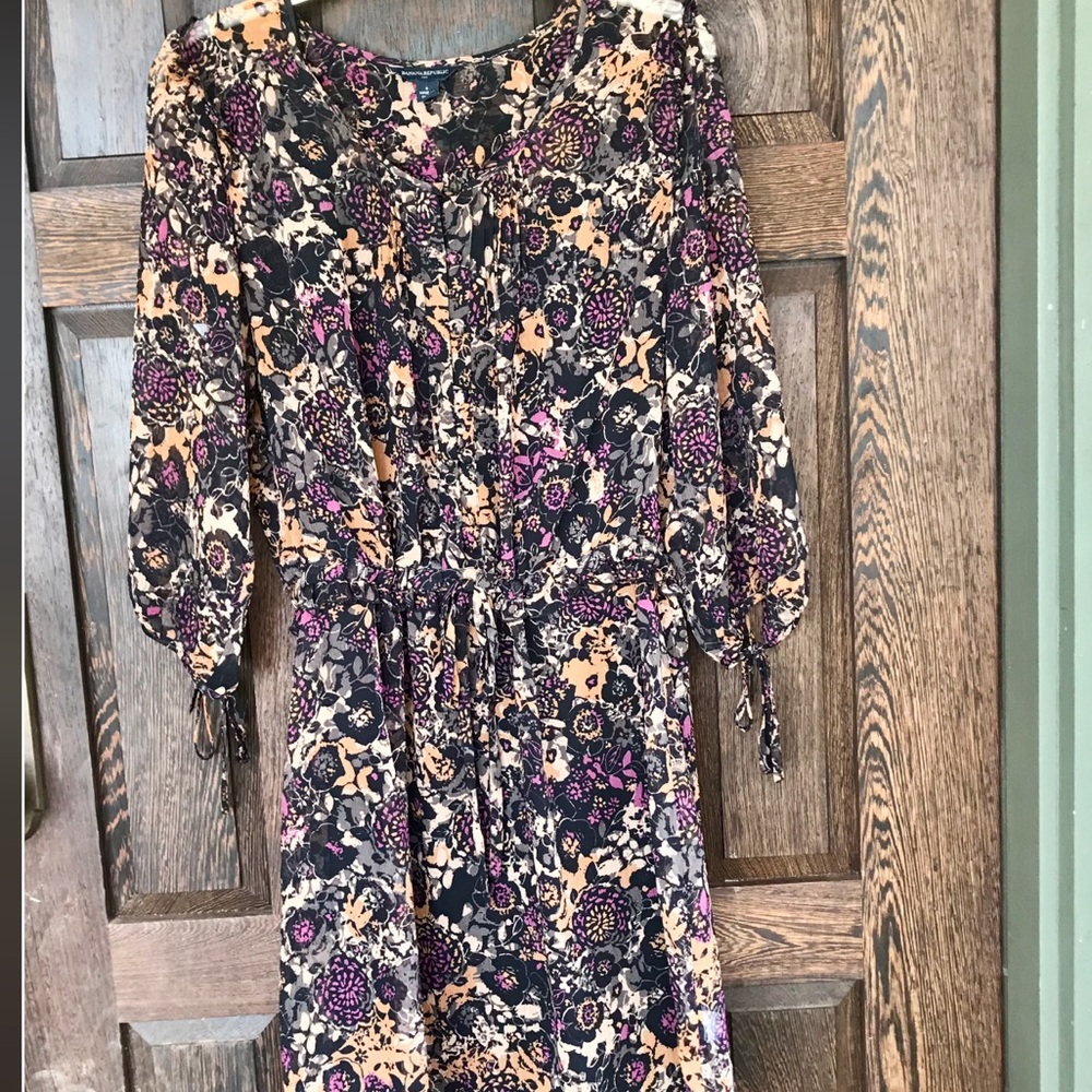 EUC BANANA REPUBLIC LINED FLORAL DRESS W DS WAIST