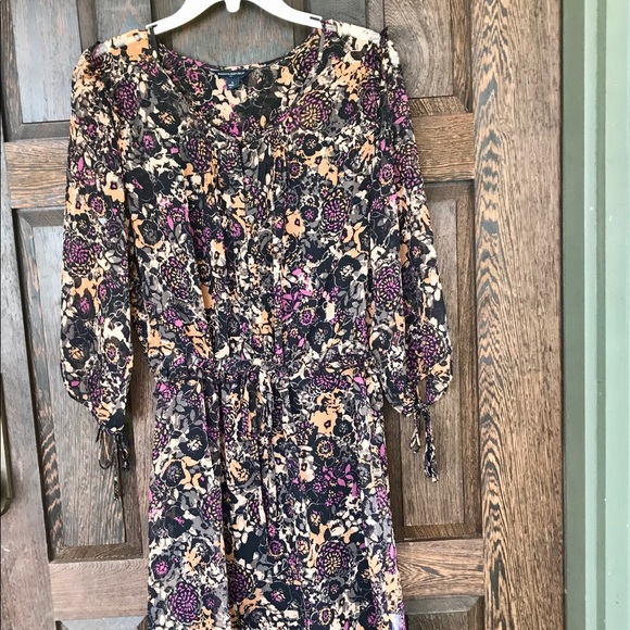 EUC BANANA REPUBLIC LINED FLORAL DRESS W DS WAIST - Picture 3 of 8