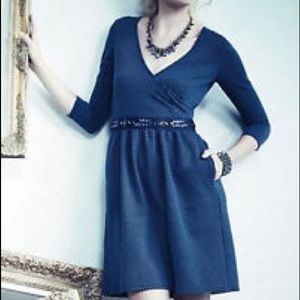 Anthropologie HD in Paris Blue textures wrap dress