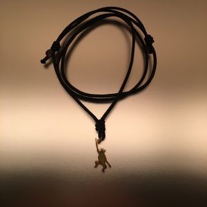Dodo Monkey Yellow Gold Charm w/ Black Cord
