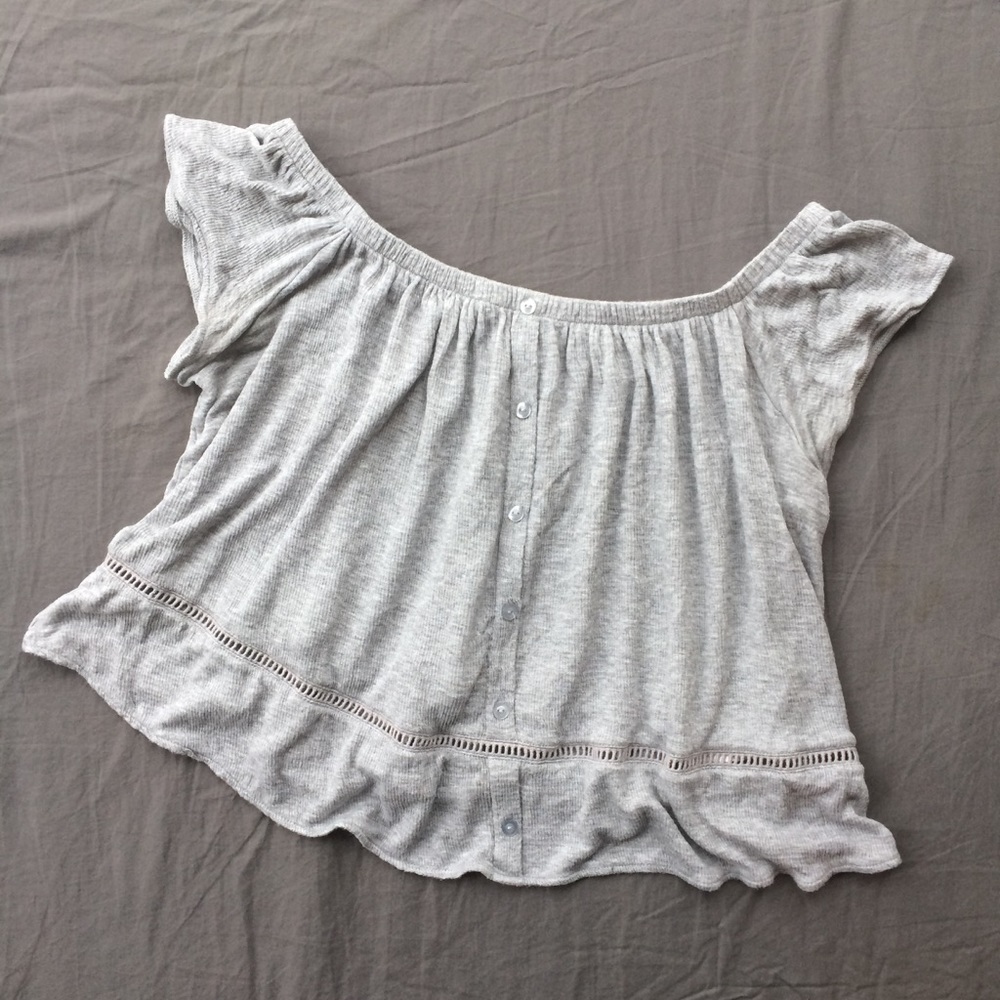 H&M DIVIDED grey flowy crop top size L