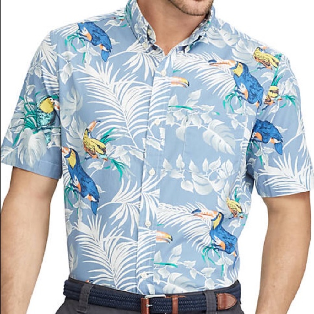 Chaps tropical short sleeve XL dress shirt GUC