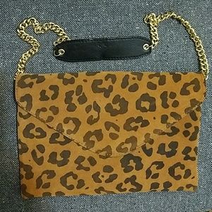Jcrew suede leopard clutch