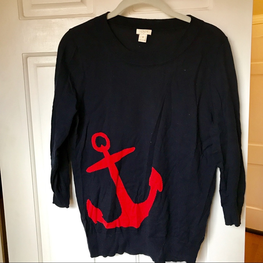 ⚓️Navy and Red J. Crew Anchor Crewneck Sweater⚓️