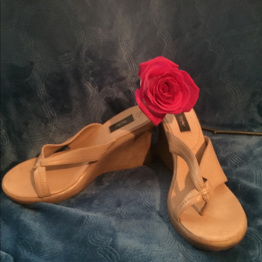 Tan wedge heels