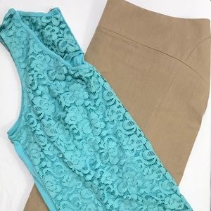 New York & Co. Lace Aqua Sleeveless Shirt