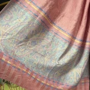 Pink Cashmere Scarf with pastel paisley design
