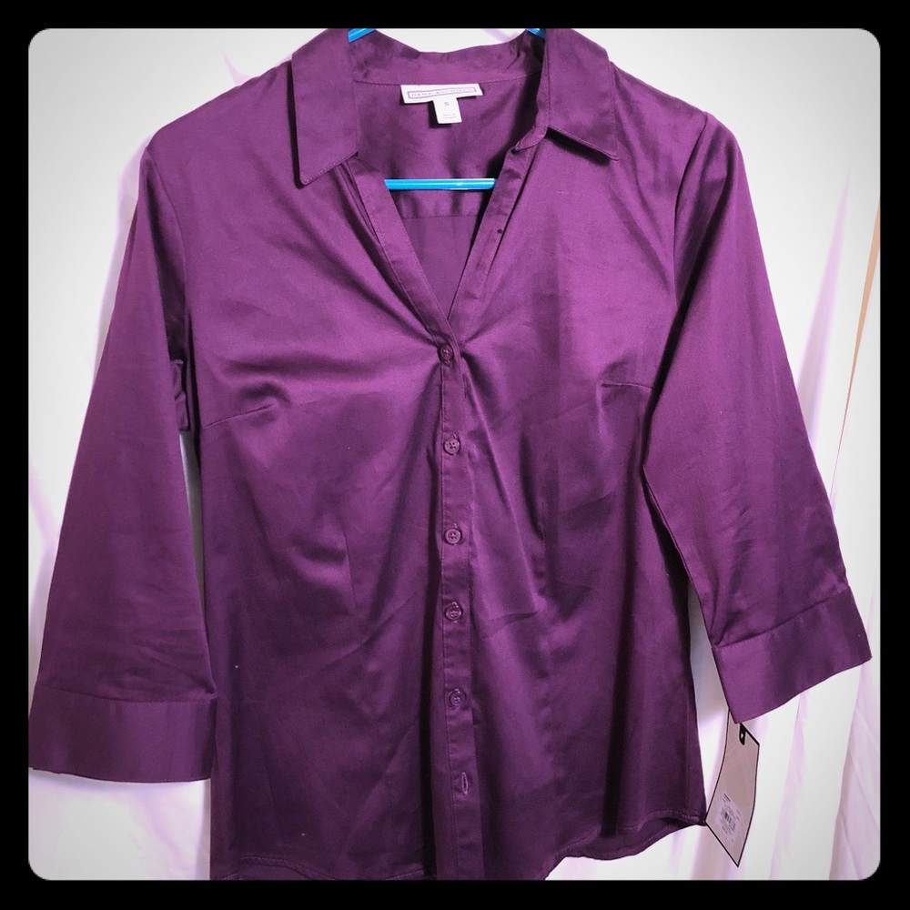 Purple 3/4 Sleeve Sateen Shirt
