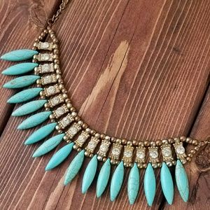 Turqoise and rhinestone statement necklace