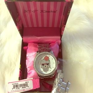 Betsey Johnson skull watch with rose