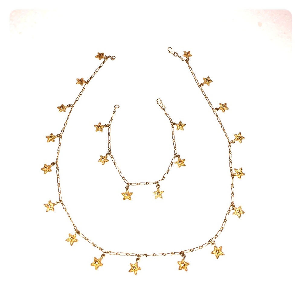 Plated starfish necklace & bracelet bundle