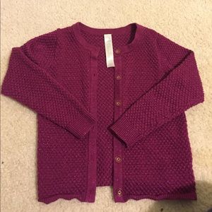 Toddler Girl raspberry button-down cardigan