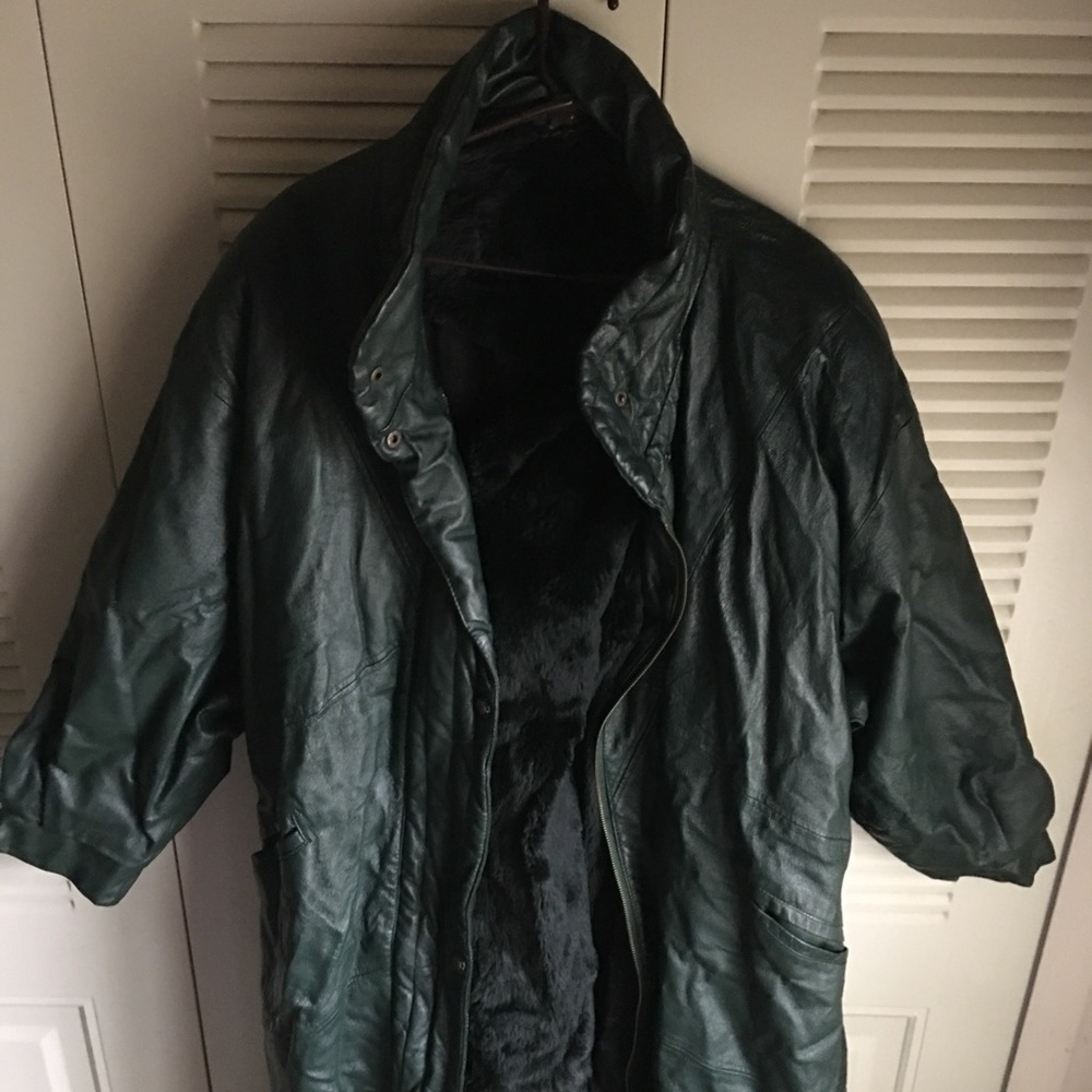 Drake Green leather coat