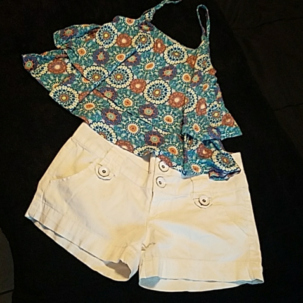 White Boom Boom Shorts w/top