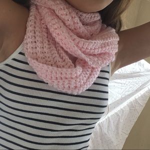 Baby pink knitted infinity scarf