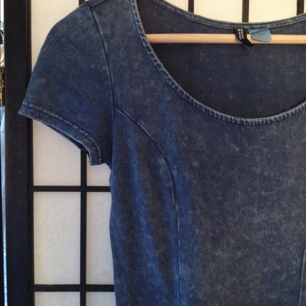 H&M Blue Acid Wash Skater Dress