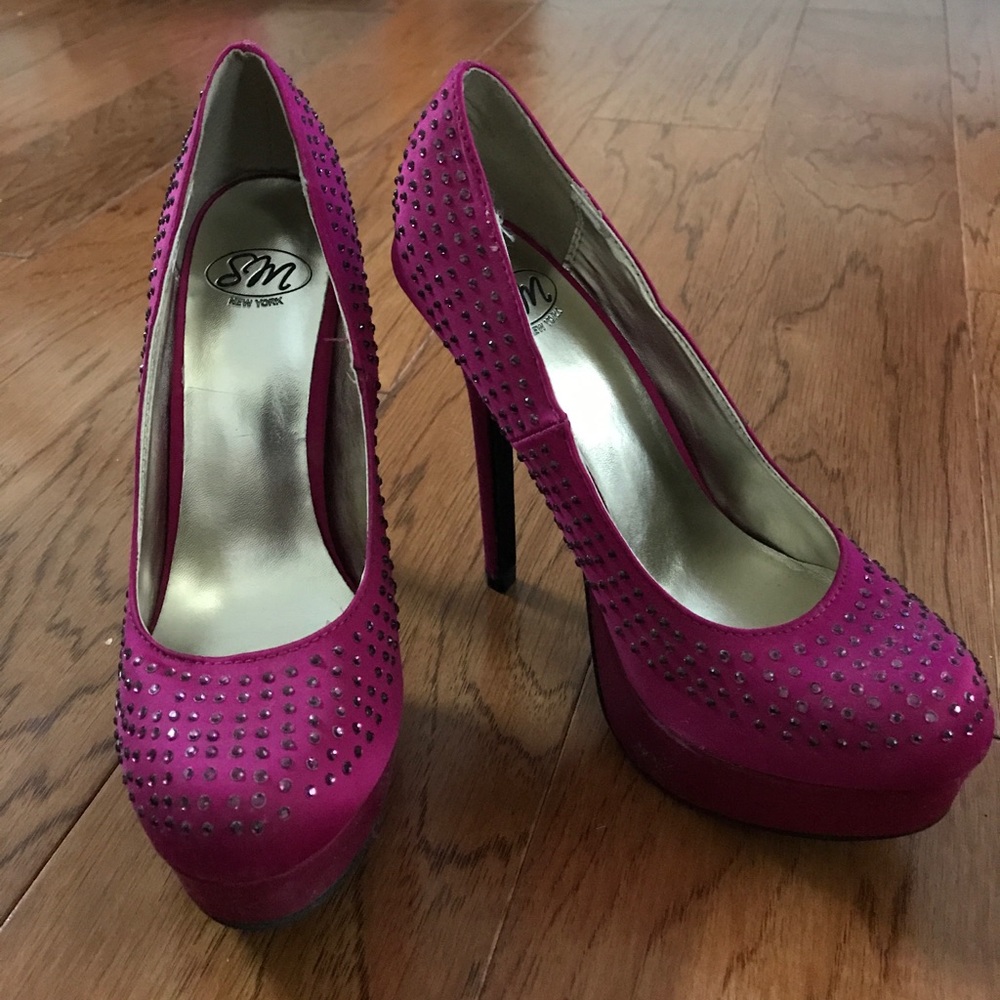 SM New York Pink rhinestone heels