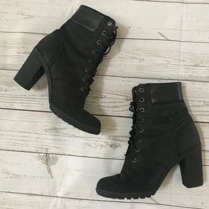 Black Timberland Heeled Booties
