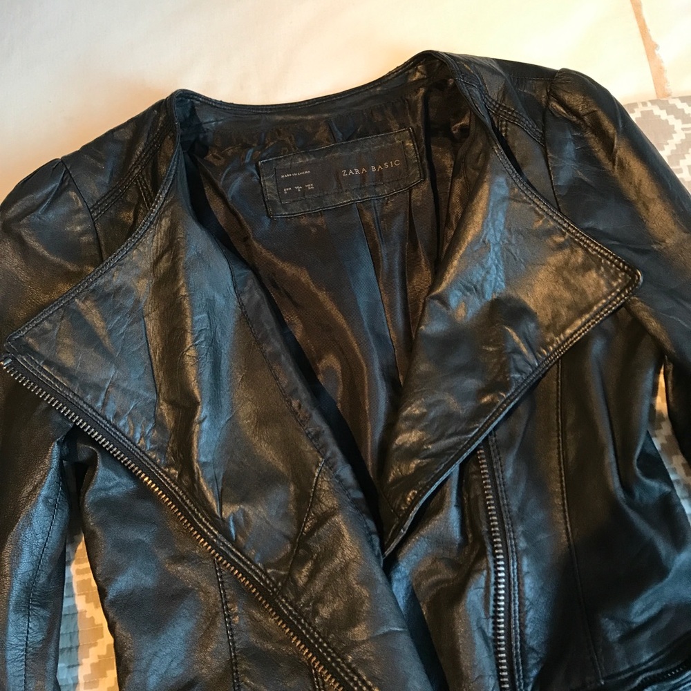 Black leather Moto jacket size S