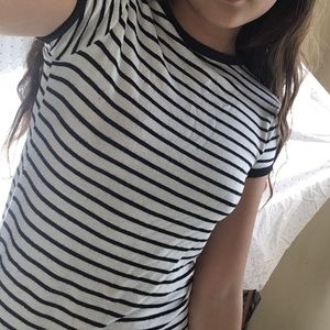 Striped cuffed T-shirt