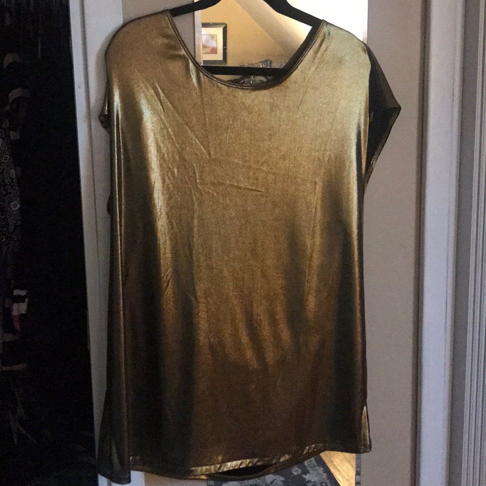 American Apparel Gold metallic T-shirt Dress