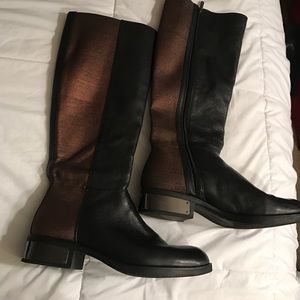Black leather riding boots