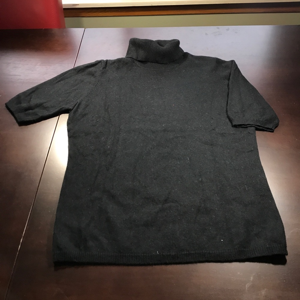 Saks Fifth Avenue black silk and cashmere sweater