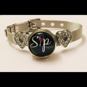 “Sip Happens” snap charm bracelet $SALE$