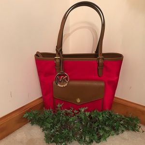 NWT Michael Kors Jet Set Nylon Tote Red
