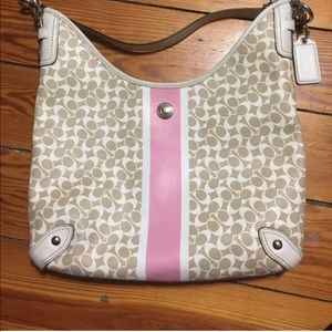 Coach pink and white shoulder bag
