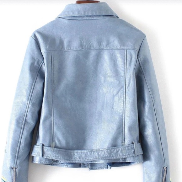 🚫SOLD🚫NWT Vegan leather embroidered jacket - Picture 2 of 5