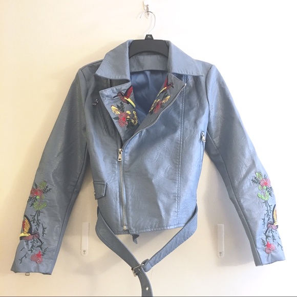 🚫SOLD🚫NWT Vegan leather embroidered jacket - Picture 3 of 5