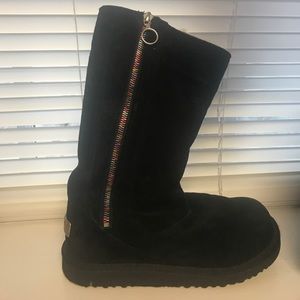 Black UGG boots with multicolor zipper