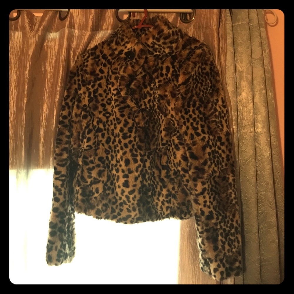 Leopard faux fur jacket