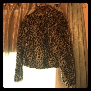 Leopard faux fur jacket