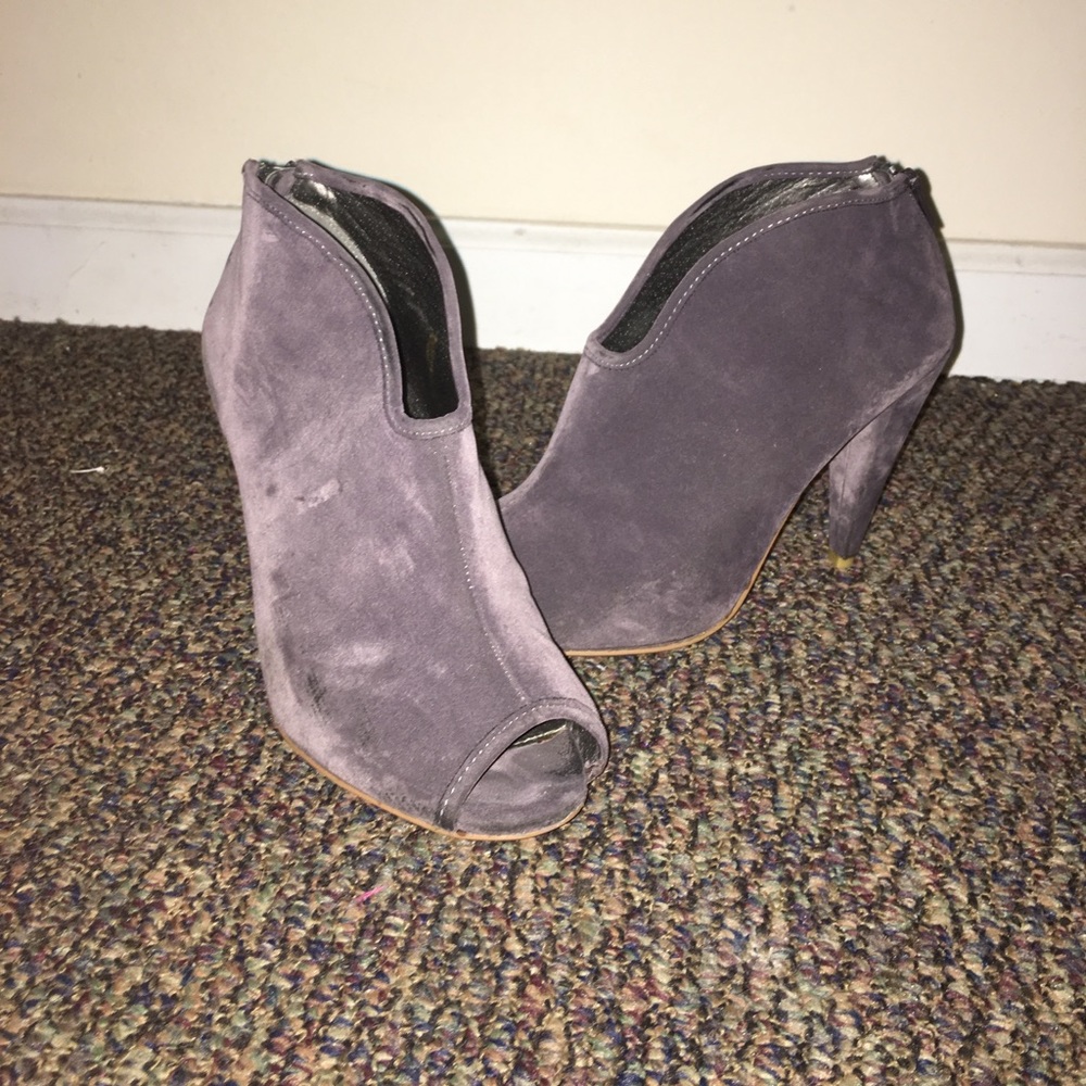 Suede open toe heels