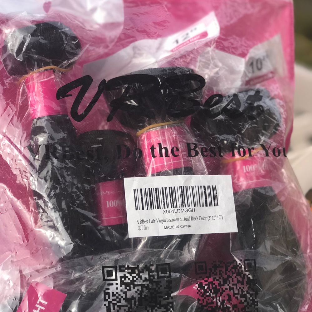 Brazilian straight virgin hair 3 bundles 8’10’12