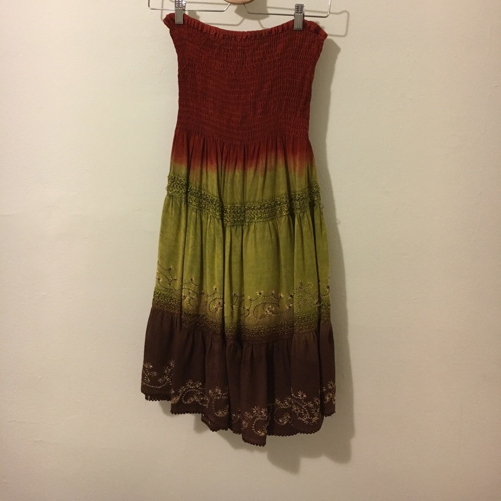 Handmade strapless tie dye dress