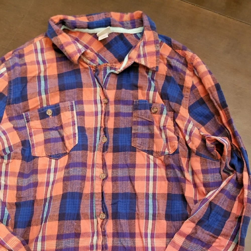 💛SOLD 💛Coral & Blue Mossimo Supply Flannel