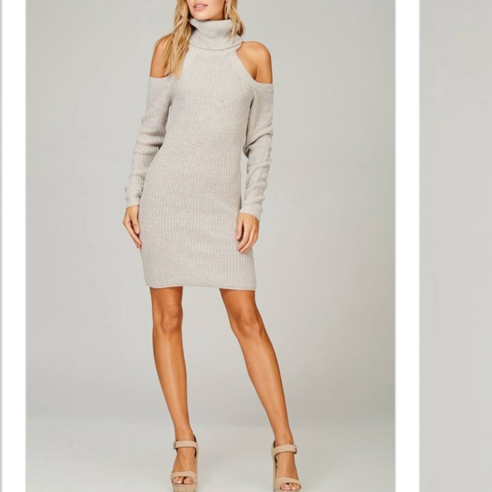 Cold Shoulder Knit Sweater Dress - Picture 5 of 6