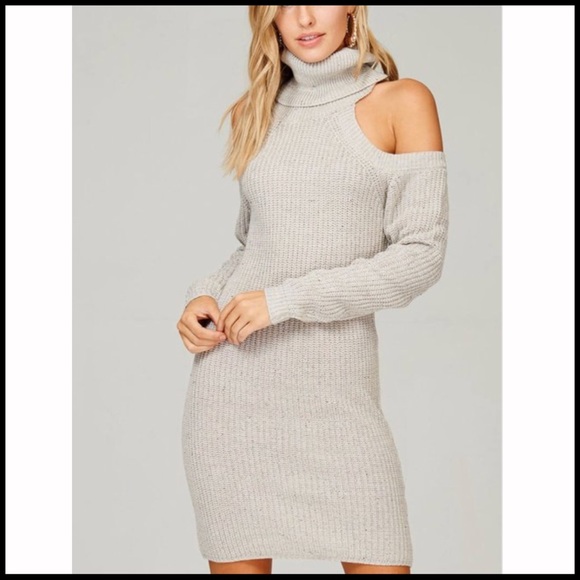 Cold Shoulder Knit Sweater Dress - Picture 4 of 6
