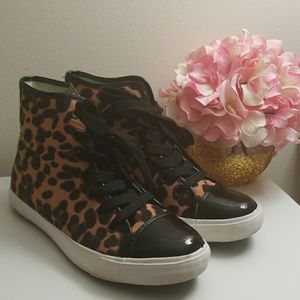Forever 21 Cheetah Print High Top Sneakers