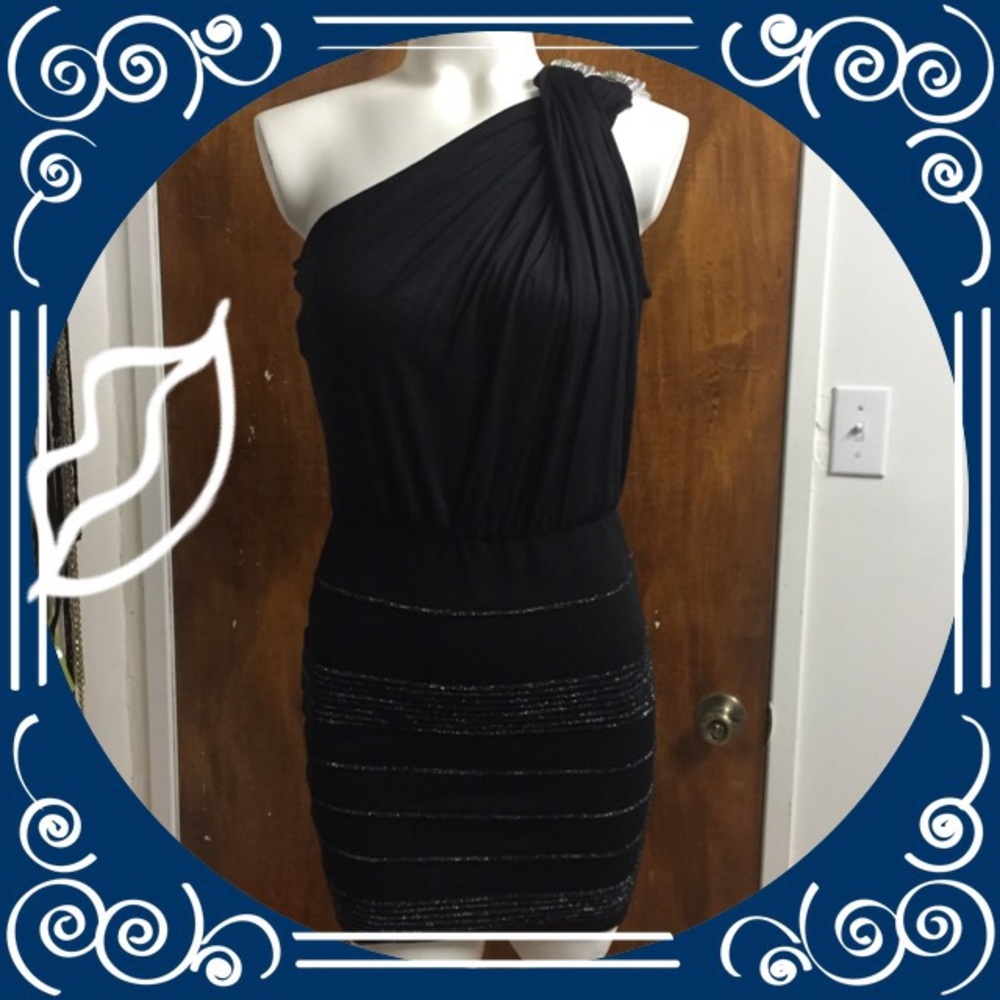 Wow Couture Black Sexy Dress 1 Shoulder Size Small